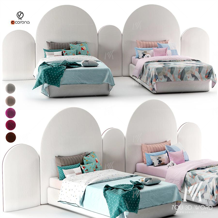 attached bed_boy & girls_set24